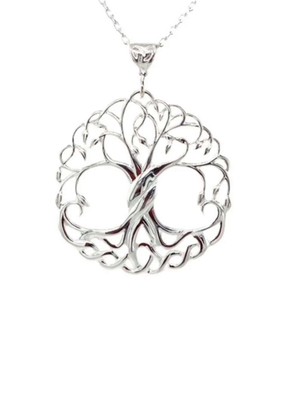 Large Sterling Silver Swirling Tree of Life Pendant 